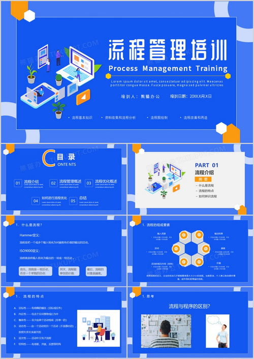 蓝色简约风公司流程管理培训课件ppt模板下载 熊猫办公